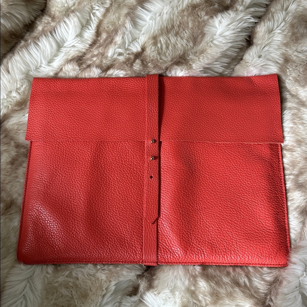 Cuyana Red Leather Laptop Sleeve
